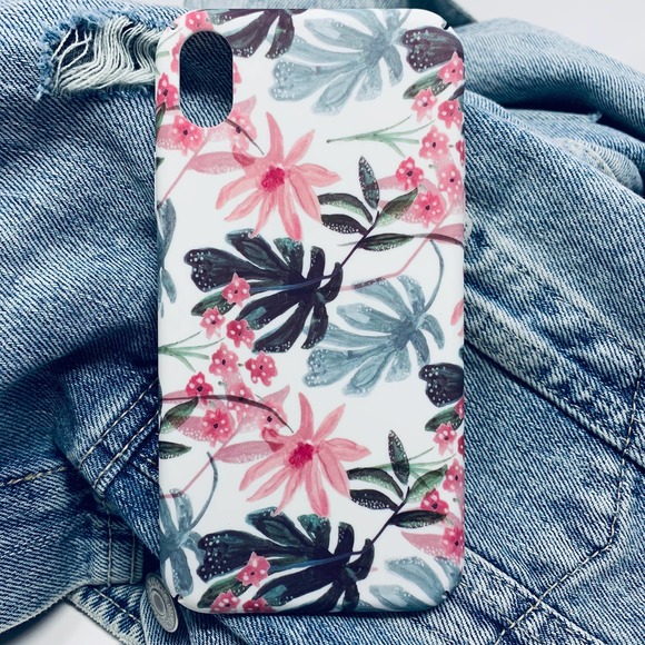 iPhone XS Max Case Blue Tropical Floral Print Cover NEW - Picture 1 of 7